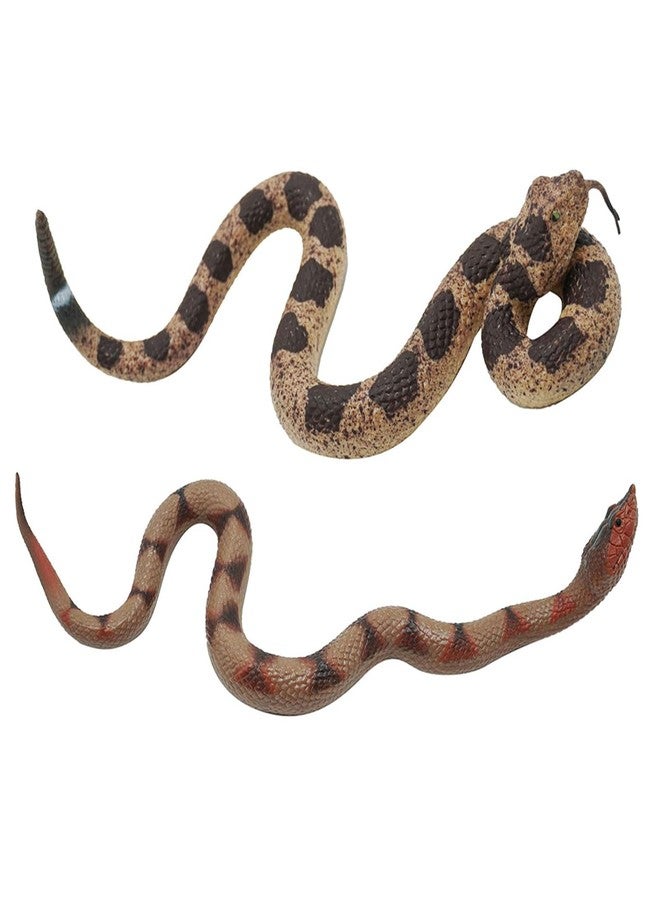 Gelabur 2Pcs Fake Snakes Prank, Soft Rubber Snake Realistic Keep Birds Away, Fake Snakes Toy - Life-Like Snake Figurine for Pranks, Halloween Decorations, and Educational Purposes - Image 1